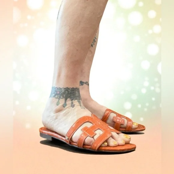 Sam Edelman Women's Bold Orange BAY Sandals flats slides 9.5 - Picture 2 of 8
